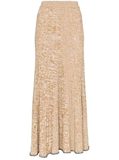 Joseph Sally Mélange Ribbed-knit Maxi Skirt In Brown