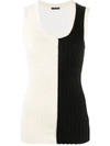 Joseph Two-tone Ribbed Knit Vest Top In Black