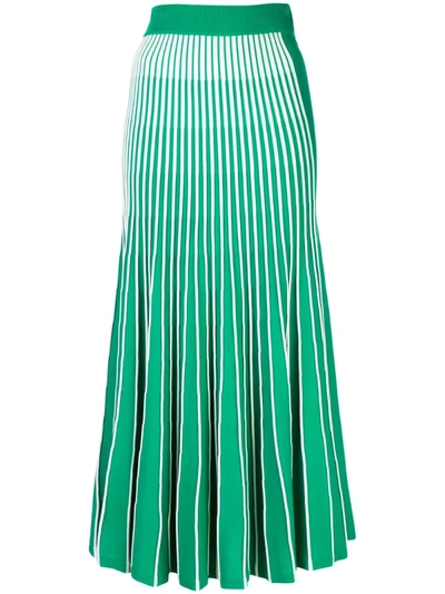 Alexis Vani High-rise Striped Ribbed-knit Skirt In Green