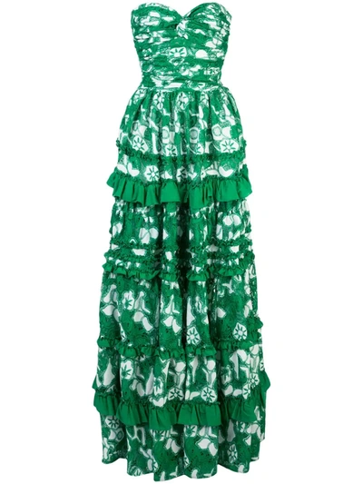 Alexis Samanta Tiered Ruffle Cotton Dress In Green
