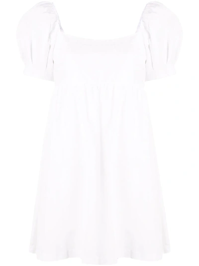Alice And Olivia Bauery Puff Sleeve Babydoll Dress In White