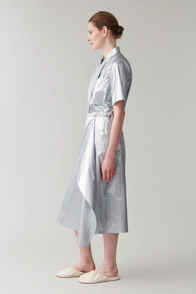 Cos Metallic Striped Wrap Skirt In Silver | ModeSens