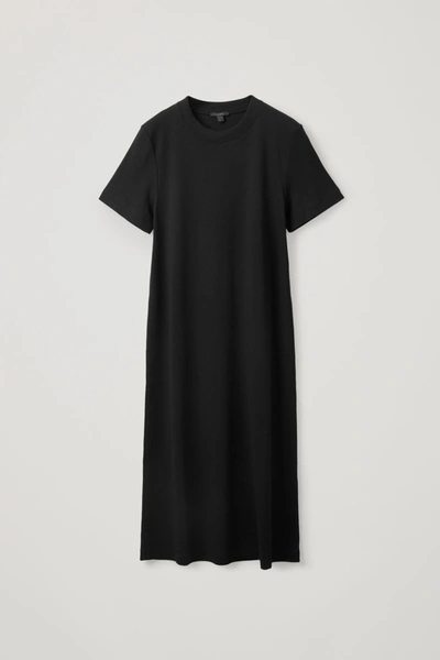 Cos A-line Cotton Jersey Dress In Black