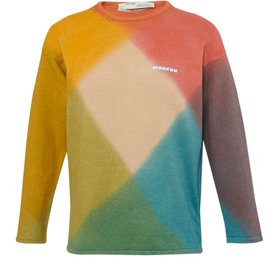 Off-white Tie Dye Cotton-blend Knit Jumper In Red Multicolor