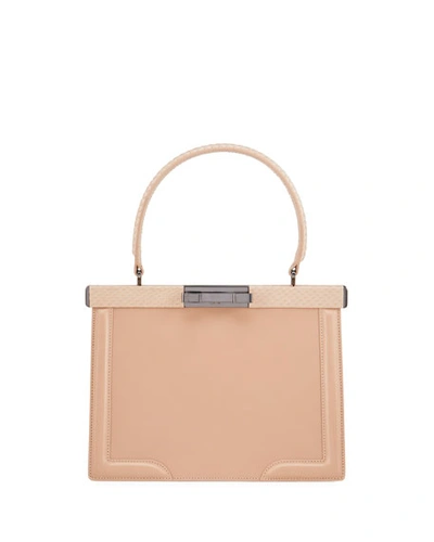Alaïa Cecile Small Framed Top-handle Bag In Nude