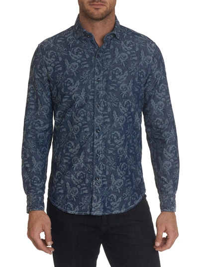 Robert Graham Men's Waynes Floral Chambray Sport Shirt In Indigo