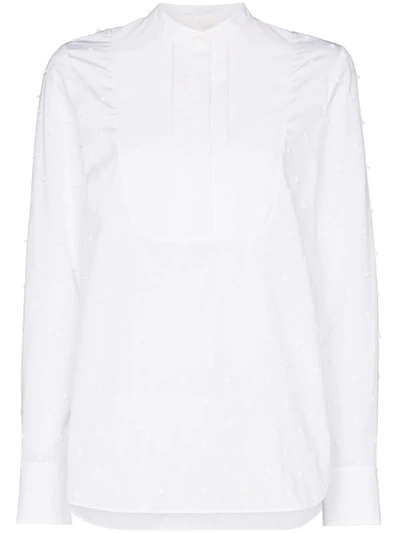 Chloé Bobble Detail Cotton Poplin Shirt In White