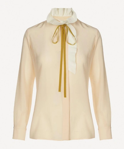 Chloé Silk Crepe De Chine Pussy-bow Blouse In Dew Pink