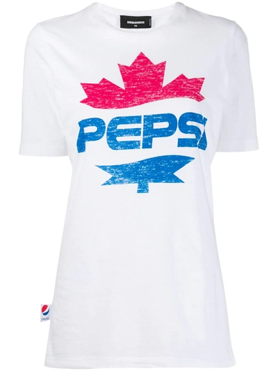 Dsquared2 Pepsi Print Cotton Jersey T-shirt In White