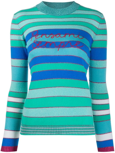 Giada Benincasa Pensami Sempre Embroidered Striped Jumper In Green