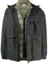C.p. Company Hooded Layered Style Jacket In Green