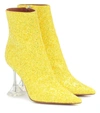 Amina Muaddi Giorgia Glitter Embellished Boots In Yellow