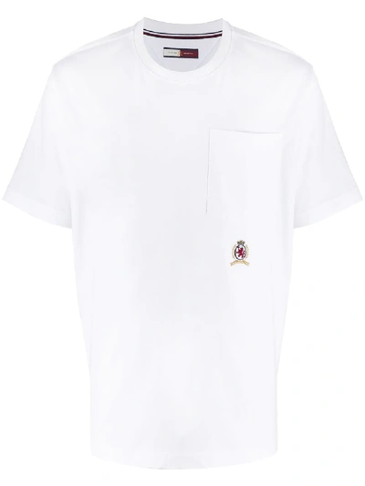 Tommy Hilfiger Crest Embroidered Front Pocket T-shirt In White | ModeSens