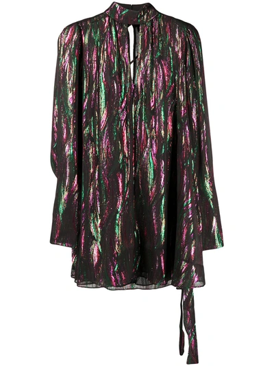 Saloni Multicoloured Long Sleeved Dress In Black