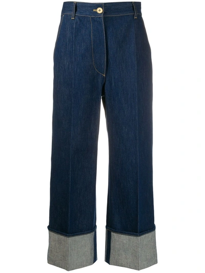 Jean Patou High-rise Cuffed Jeans In Blue