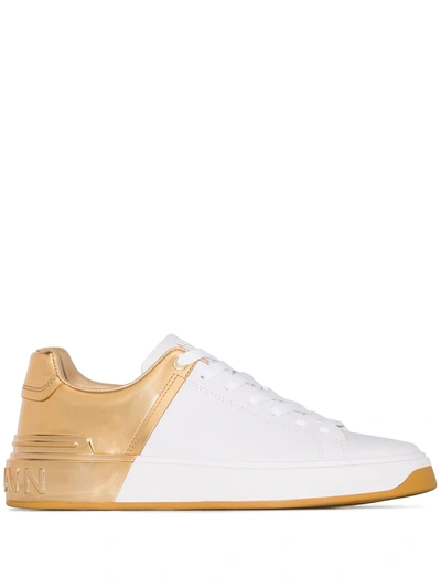 Balmain Women's B-court Mirror Leather Trainers In White