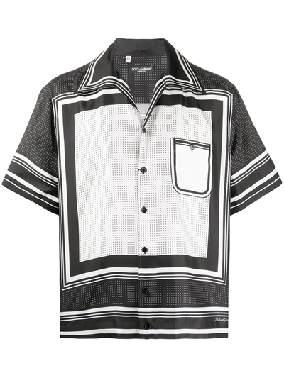 Dolce & Gabbana Printed Bowling Shirt In Black
