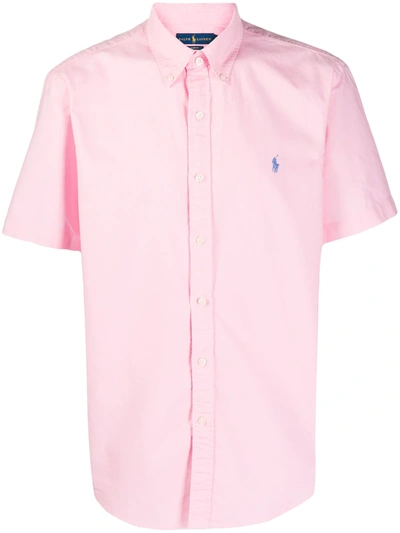 Polo Ralph Lauren Embroidered Logo Oxford Shirt In Pink