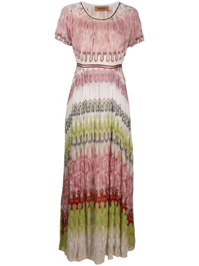 Missoni Colorblocked Short-sleeve Maxi Dress In Pink