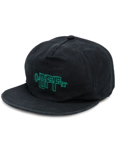 Off-white Universal Key Embroidered Canvas Cap In Black
