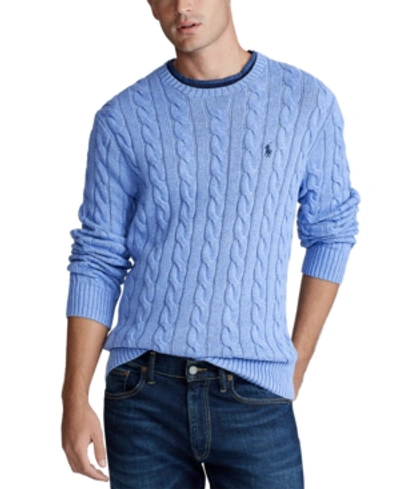 Polo Ralph Lauren Cotton Cable-knit Regular Fit Crewneck Sweater In Soft Royal Heather
