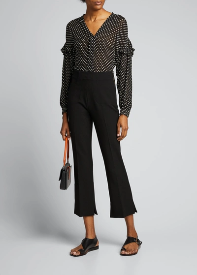 Derek Lam 10 Crosby Kaena Printed Ruffled Blouse In Black-whit