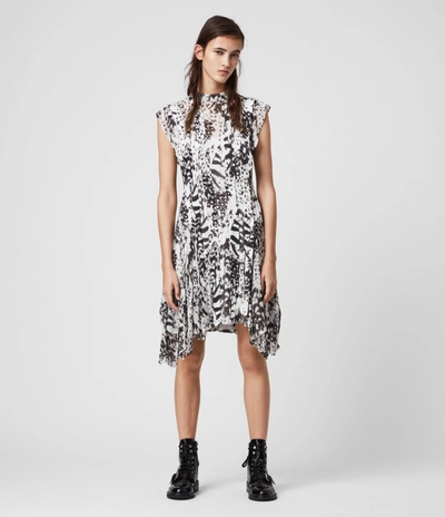 all saints fleur wing dress green Allsaints Pleated In Chalk White MATERIAL_Satin