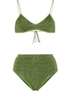 Oseree Lumiere High-rise Metallic Bikini In Green