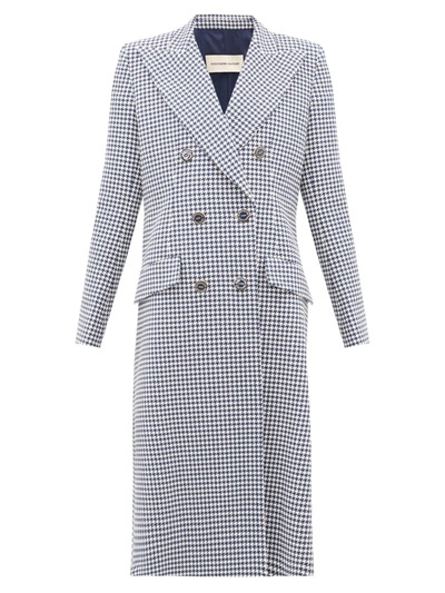 Alexandre Vauthier Double-breasted Houndstooth Cotton-blend Jacquard Coat In Navy White