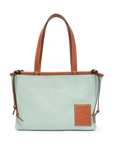 Loewe Cushion Small Canvas Tote Bag In Aqua