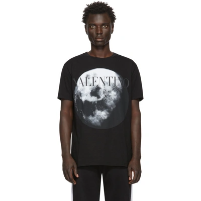 Valentino Logo Moon Dust Print Cotton T-shirt In Black | ModeSens