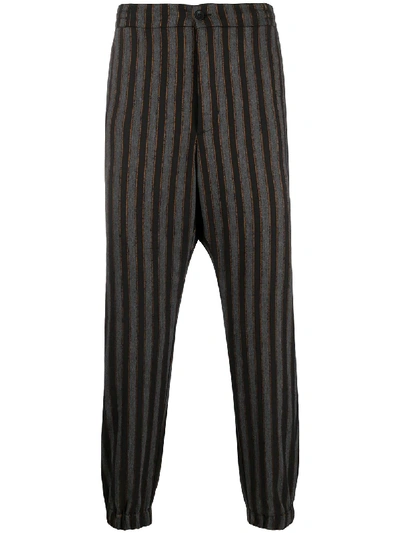 Etro Striped Straight-leg Trousers In Black