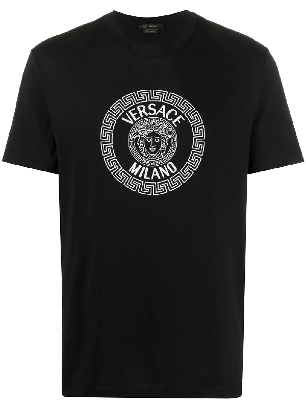 Versace Medusa Milano-print Jersey T-shirt In Black | ModeSens
