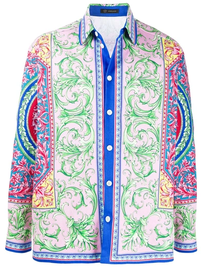 Versace Baroque-print Cotton-blend Twill Overshirt In Multi