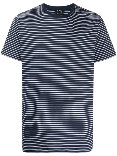 Apc Orson Breton-striped Cotton T-shirt In Dark Navy