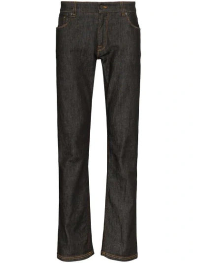 Fendi Ff Logo Patch Slim-leg Jeans In Black
