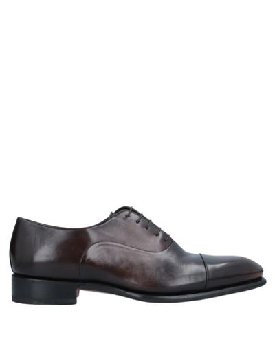 Santoni Lace-up Shoes In Dark Brown