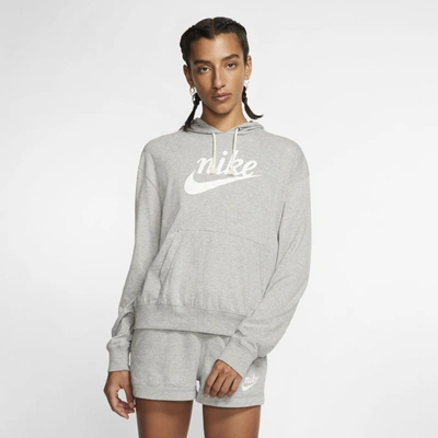 Nike Women's Sportswear Gym Vintage Logo Hoodie In Dark Grey Heather,sail |  ModeSens