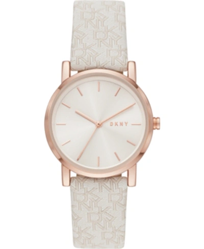 Dkny Women's Soho Three-hand Nude Leather Watch 34mm In White