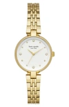 Kate Spade Women's Annadale Gold-tone Stainless Steel Bracelet Watch 30mm In Gold/ White/ Gold