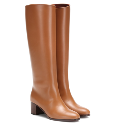 Loro Piana Paris 55 Leather Knee-high Boots In Brown