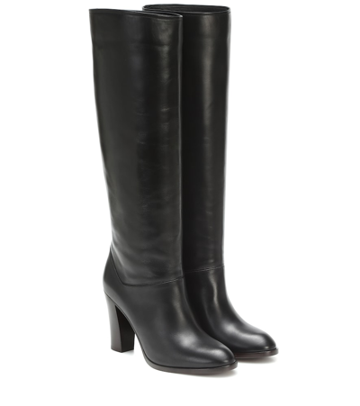 Loro Piana Debbie 90 Leather Knee-high Boots In Black