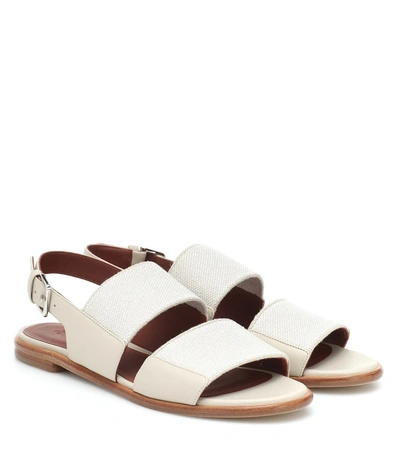 Loro Piana Kalahari Leather-trimmed Sandals In White