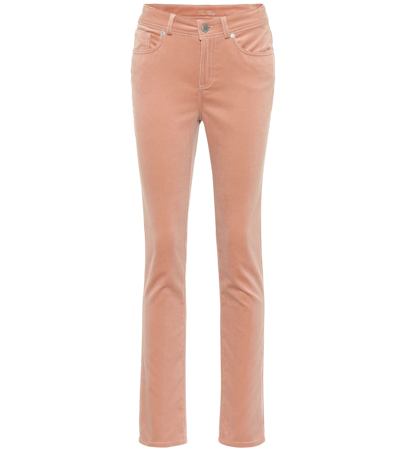 Loro Piana Mathias Stretch-velvet Straight Pants In Pink Water