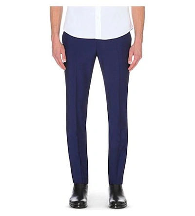 Alexander Mcqueen Tailored Wool And Mohair-blend Slim-fit Trousers In Bright Blue