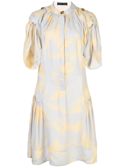 Proenza Schouler Brush Print Short Dress In Yellow