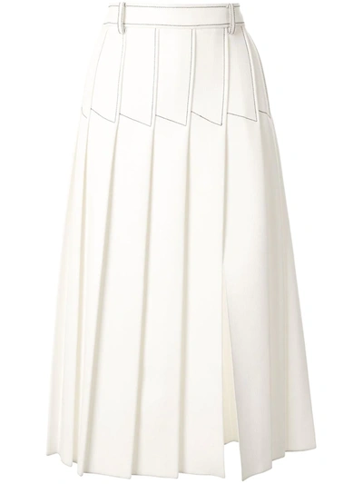 Dion Lee Column Pleated Midi Skirt In White