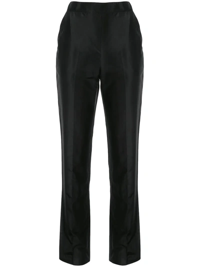 Macgraw High-waisted Silk Trousers In Black
