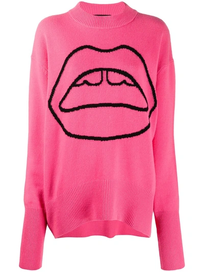 Markus Lupfer Oversized Erin Lara Lips Jumper In Pink