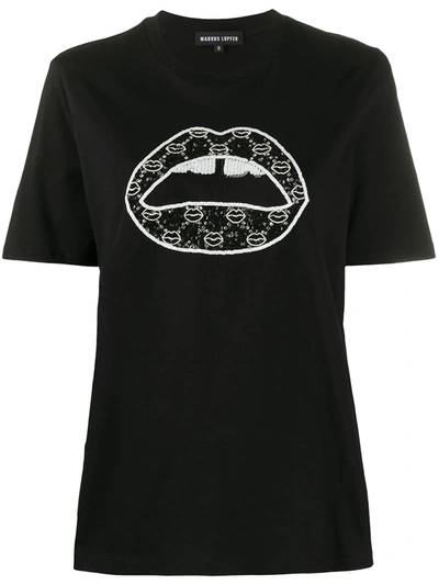 Markus Lupfer Alex Sequin-embellished Cotton-jersey T-shirt In Black